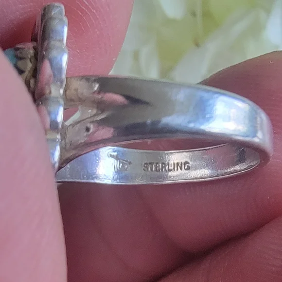 Sterling Silver Turquoise Ring. Size 5. - Picture 3 of 5